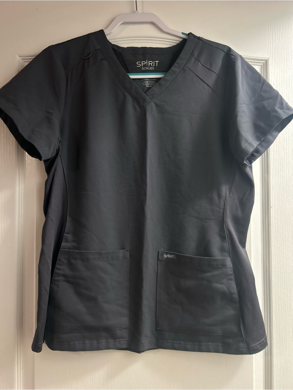 Spirit Women's V-Neck Short Sleeve Scrub Top in Charcoal